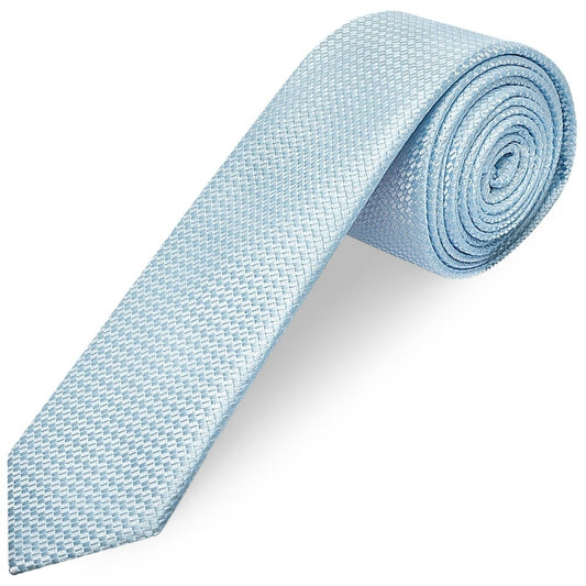 Sky Blue Textured Skinny Tie And Pocket Square Set 2