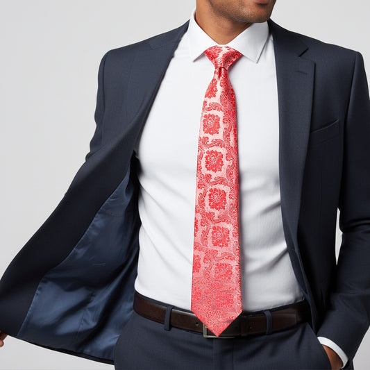 Bright Red Paisley Classic Mens Tie 2