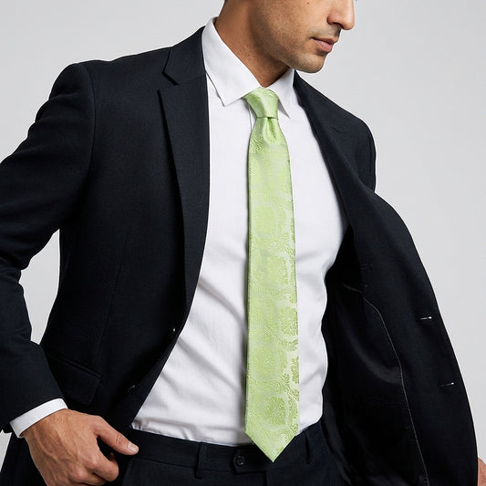 Sage Green Paisley Classic Mens Tie 2