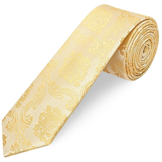 Caramel Paisley Skinny Mens Tie And Pocket Square Set 2
