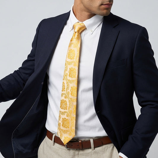 Bright Yellow Paisley Classic Mens Tie 2