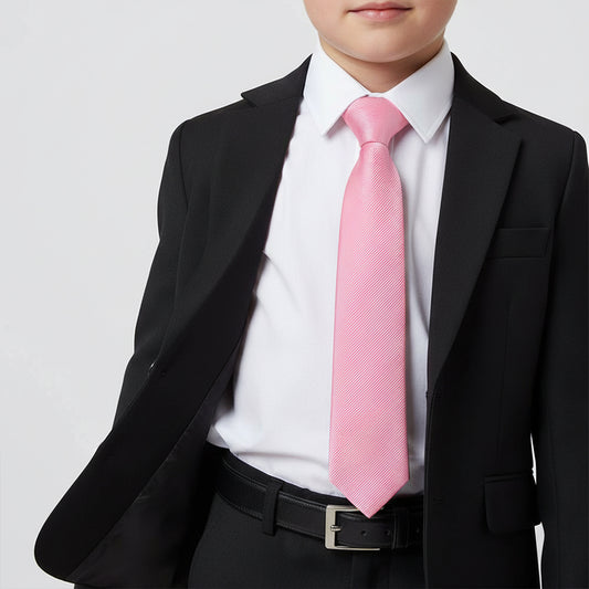 Pre Tied Blush Pink Twill Silk Boys Tie Age 4-7