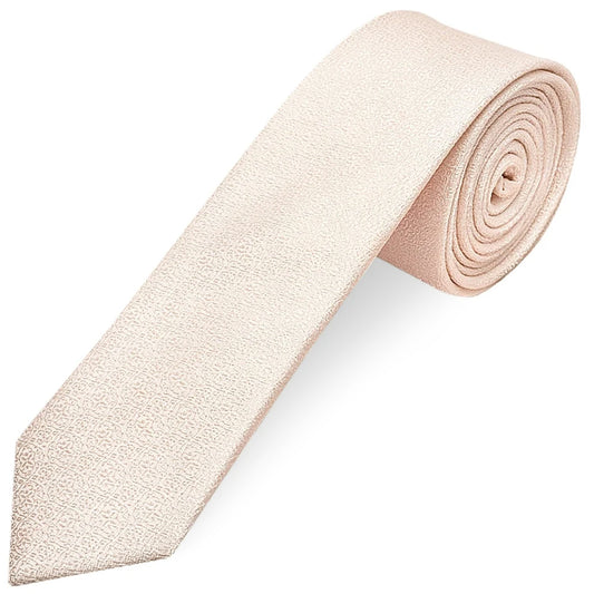 Blush Self Floral Textured Silk Skinny Mens Tie and Pocket Square Set