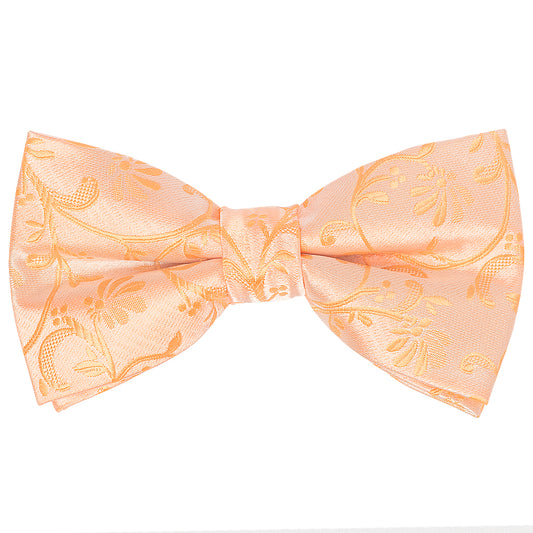 Pre Tied Peach Floral Boys Bow Tie and Pocket Square Set