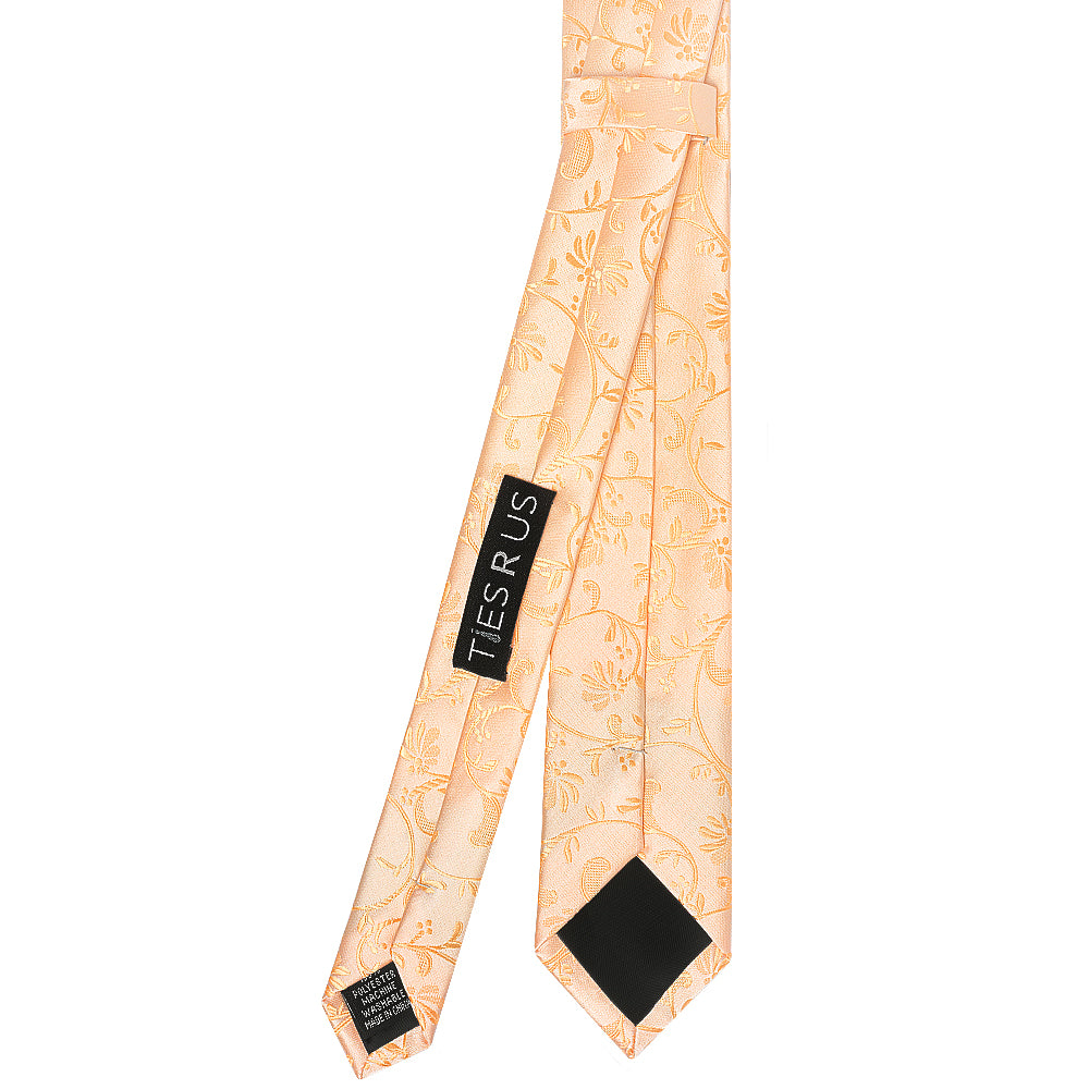 Peach Floral Skinny Boys Tie