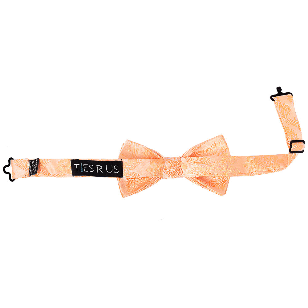 Pre Tied Peach Paisley Boys Bow Tie Age 4-7