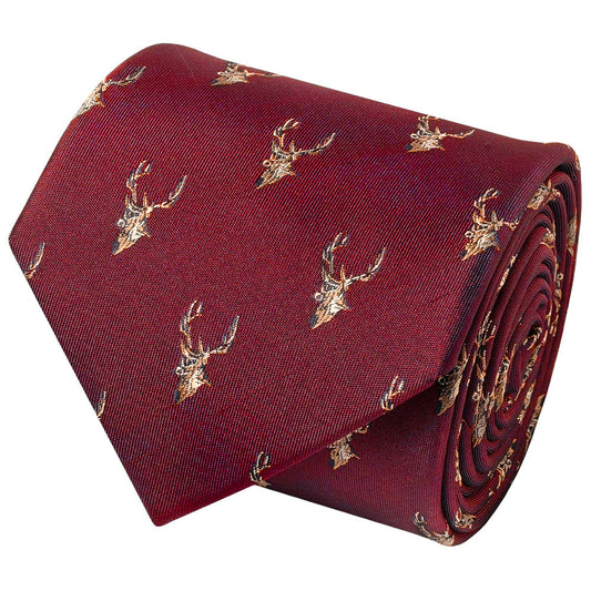 Burgundy Deer Head Classic Mens Tie