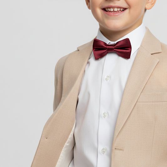 Pre Tied Burgundy Satin Boys Bow Tie Age 4-7