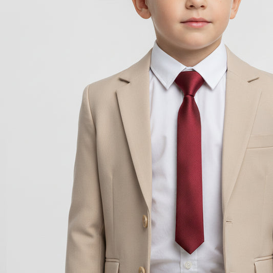 Pre Tied Burgundy Satin Boys Tie Age 4-7