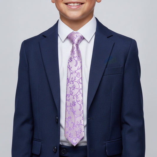 Cadbury Purple Floral Skinny Boys Tie