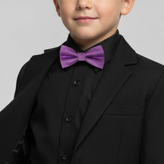 Pre Tied Cadburys Purple Satin Boys Bow Tie Age 4-7
