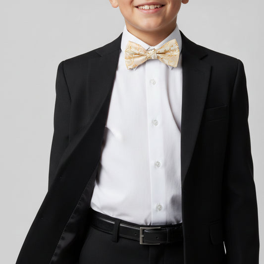 Pre Tied Caramel Floral Boys Bow Tie Age 8-11