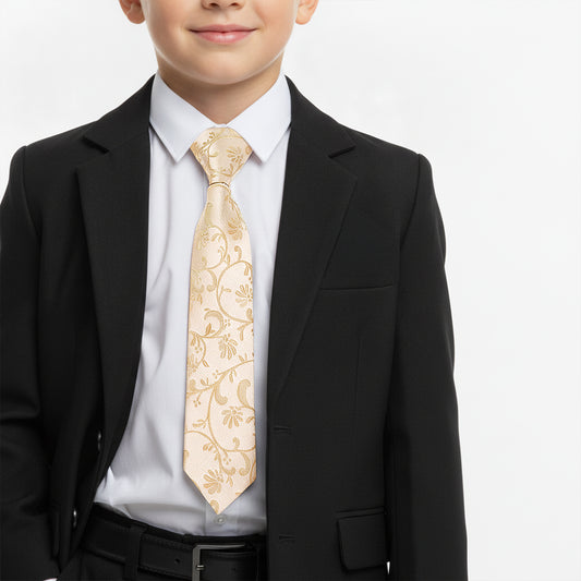 Pre Tied Caramel Floral Boys Tie Age 4-7