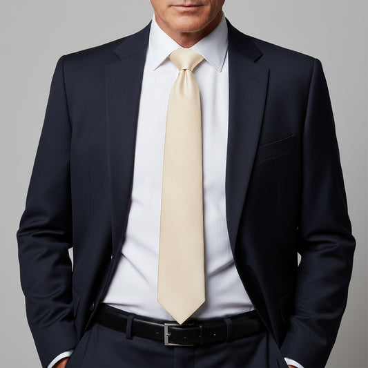 Plain Champagne Silk Classic Mens Tie