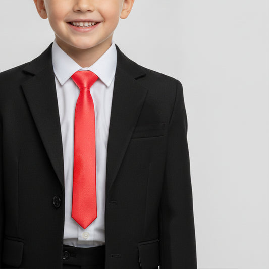 Pre Tied Coral Pink Satin Boys Tie Age 4-7