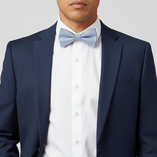 Plain Dusty Blue Silk Mens Bow Tie