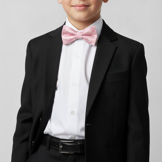 Pre Tied Dusty Pink Floral Boys Bow Tie Age 8-11