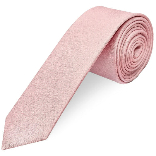 Plain Dusty Rose Silk Skinny Mens Tie and Pocket Square Set