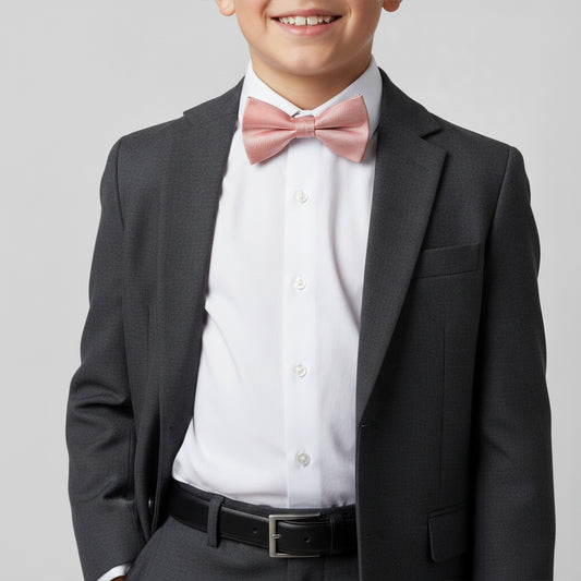 Pre Tied Dusty Rose Silk Twill Boys Bow Tie Age 8-11