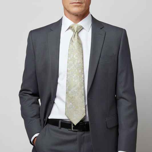 Dusty Sage Floral Silk Classic Mens Tie