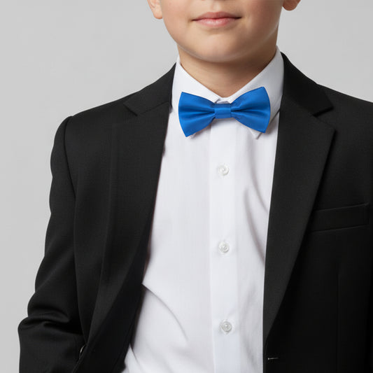 Pre Tied Electric Blue Satin Boys Bow Tie Age 8-11