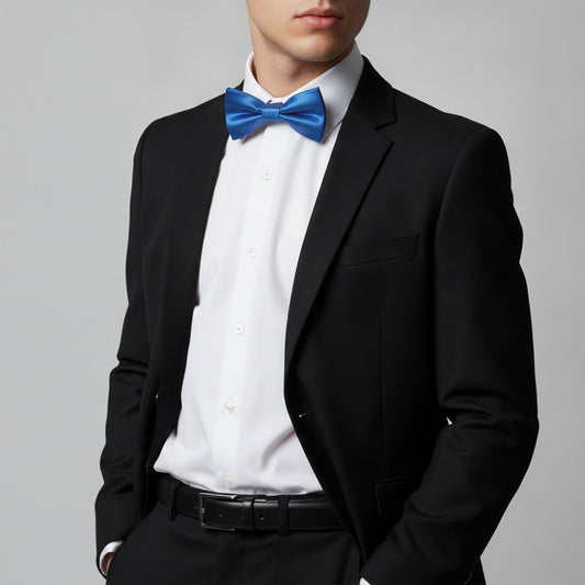 Plain Electric Blue Hand Made Mens Bow Tie