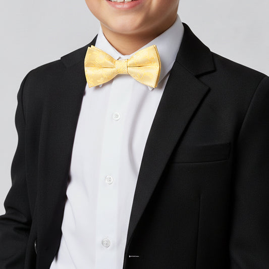 Pre Tied Gold Floral Boys Bow Tie Age 8-11