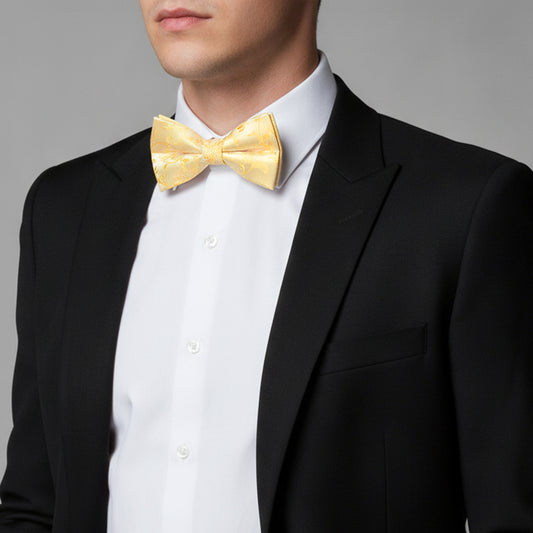 Gold Floral Handmade Mens Bow Tie