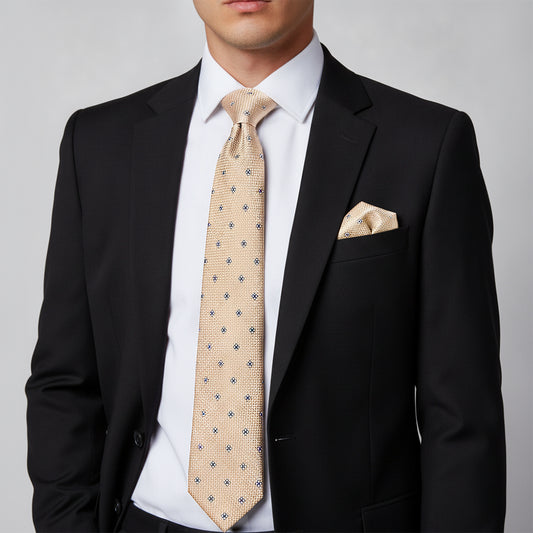 Gold Petal Classic Men's Tie and Pocket Square Set