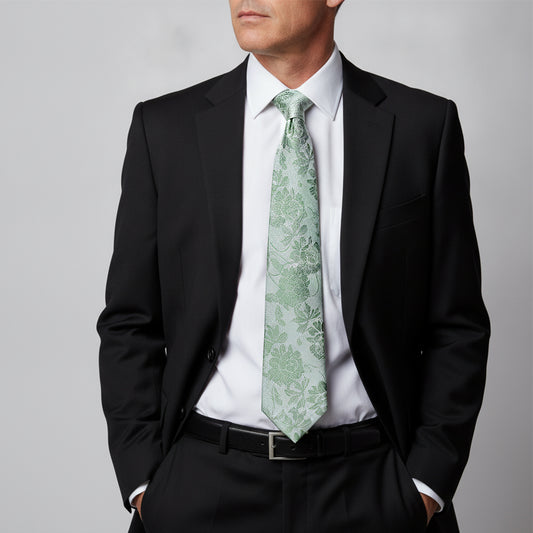 Green Flower Classic Mens Tie