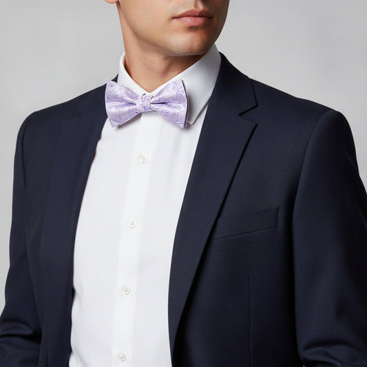 Lavender Floral Handmade Mens Bow Tie
