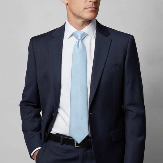 Plain Light Blue Silk Classic Mens Tie