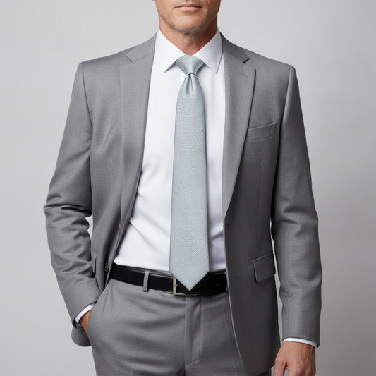 Plain Light Blue Textured Silk Classic Mens Tie