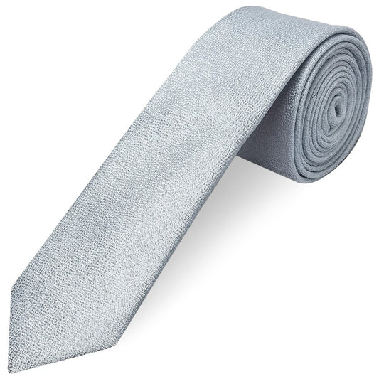 Plain Light Blue Textured Silk Skinny Mens Tie and Pocket Square Set