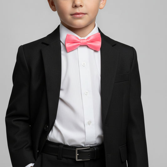 Pre Tied Light Coral Satin Boys Bow Tie Age 4-7