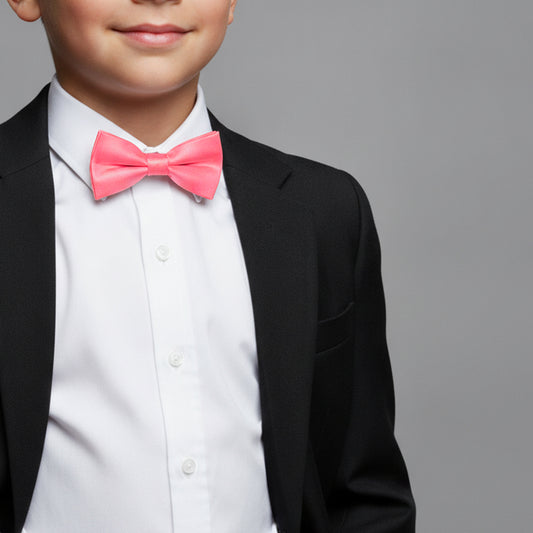 Pre Tied Light Coral Satin Boys Bow Tie Age 8-11