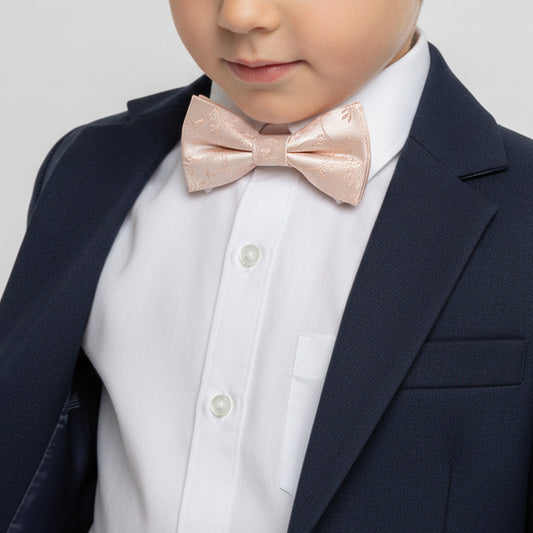 Pre Tied Light Peach Floral Boys Bow Tie Age 4-7