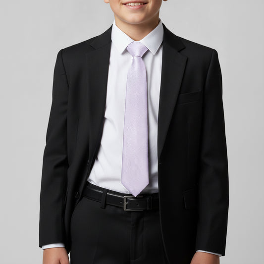 Plain Lilac Textured Silk Skinny Boys Tie