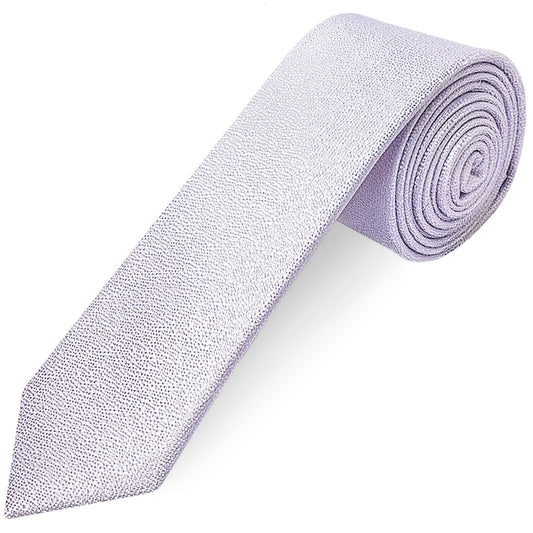 Plain Lilac Textured Silk Skinny Mens Tie and Pocket Square Set