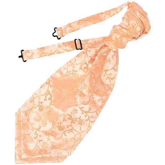 Peach Floral Mens Cravat Tie and Pocket Square Set