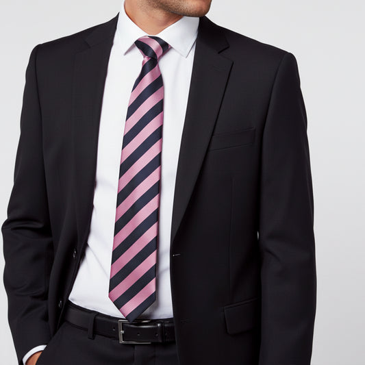 Navy and Lilac Striped Classic Mens Tie