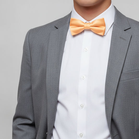 Plain Peach Handmade Mens Bow Tie