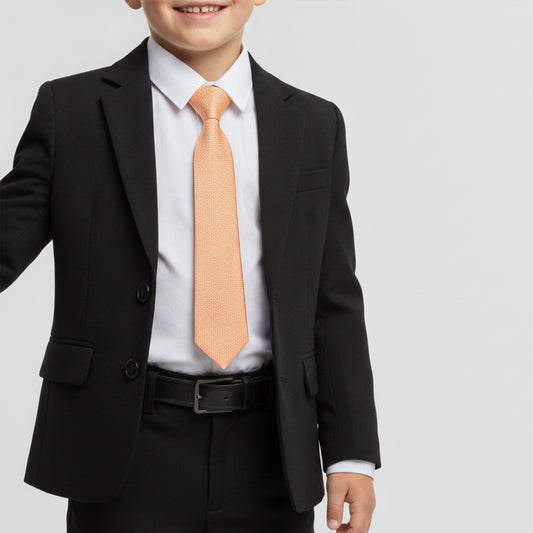 Pre Tied Peach Textured Silk Boys Tie Age 4-7
