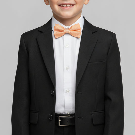 Pre Tied Peach Textured Silk Boys Bow Tie Age 4-7