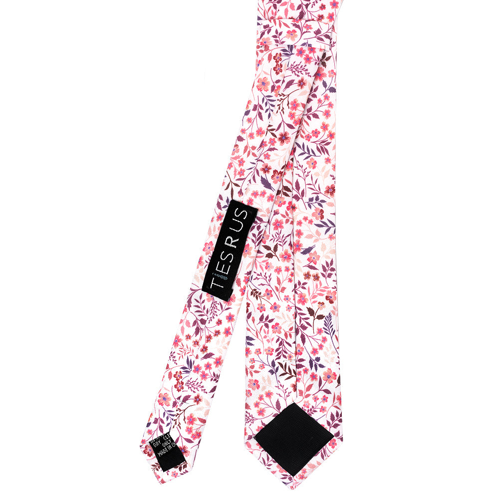 Mens Skinny Pink Floral Tie