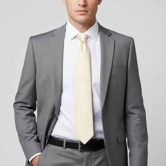 Plain Ivory Silk Classic Mens Tie