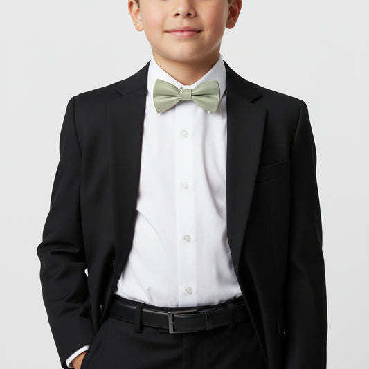 Pre Tied Khaki Green Silk Boys Bow Tie Age 8-11