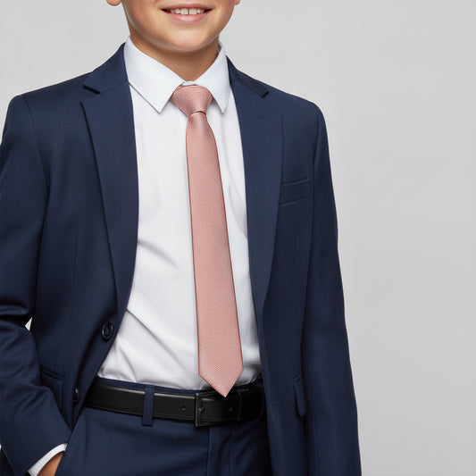 Plain Rose Gold Silk Skinny Boys Tie