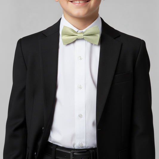 Pre Tied Sage Green Silk Boys Bow Tie Age 8-11