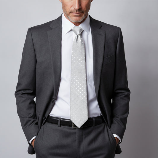 Silver with White Spot Silk Classic Tie